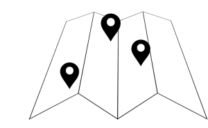 Map with locations marked